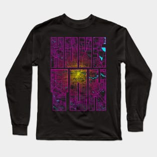 Houston, USA City Map Typography - Neon Long Sleeve T-Shirt